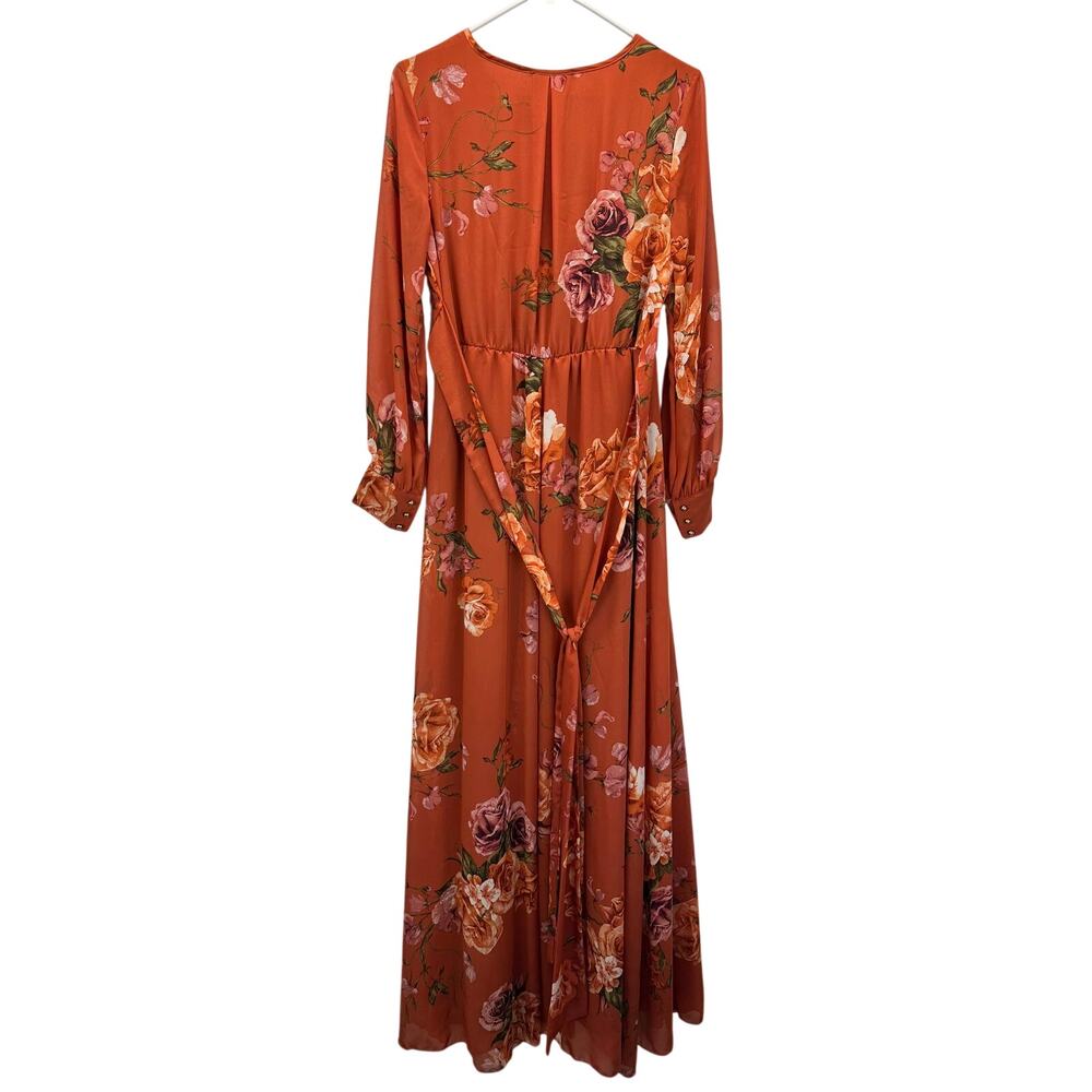 Baltic Born Lydia Rust Floral Maxi Dress Long Sleeves Med - Picture 3 of 8